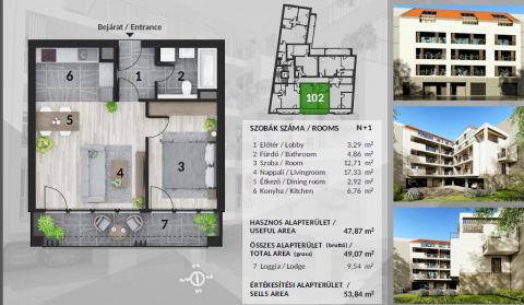 Eladó Lakás 1043 Budapest 4. kerület Újpesten, a Szent István térnél, 23 lakásos társasházban, 2025. decemberi átadással!