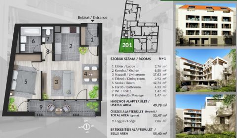 Eladó Lakás 1043 Budapest 4. kerület Újpesten, a Szent István térnél, 23 lakásos társasházban, 2025. decemberi átadással!
