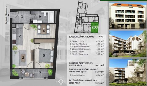 Eladó Lakás 1043 Budapest 4. kerület Újpesten, a Szent István térnél, 23 lakásos társasházban, 2025. decemberi átadással!