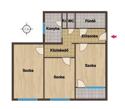 Eladó Lakás 1033 Budapest 3. kerület Flórián tér mellett, csendes, nyitott lodzsás, 3 szobás 