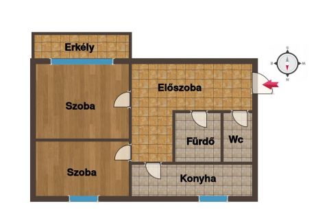 Eladó Lakás 7632 Pécs 'Maléter-nem utcafronton-kétszobás-erkélyes lakás! 